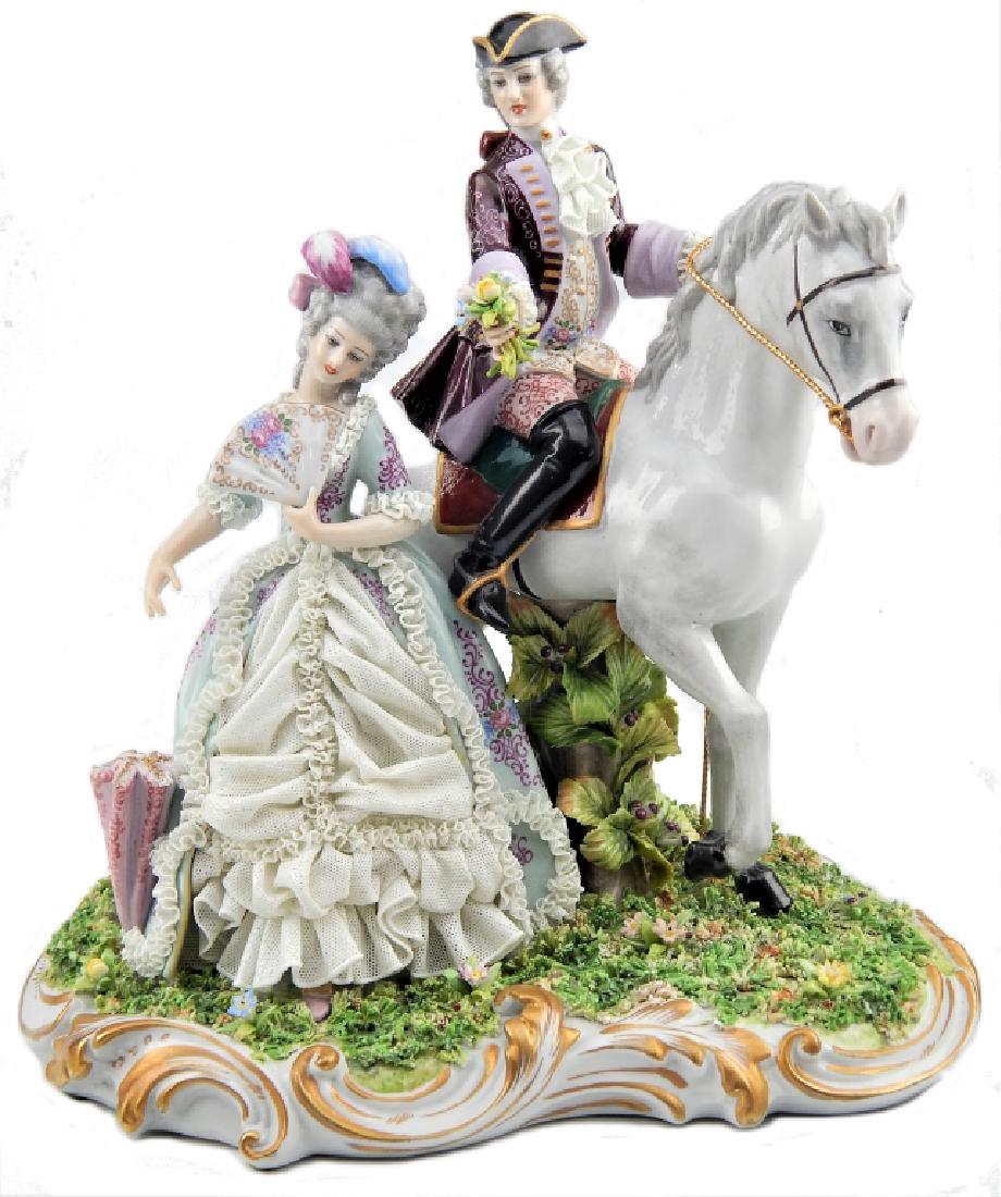 CAPODIMONTE SAN MARCO LACE PORCELAIN GROUP FIGURE (1 of 9)