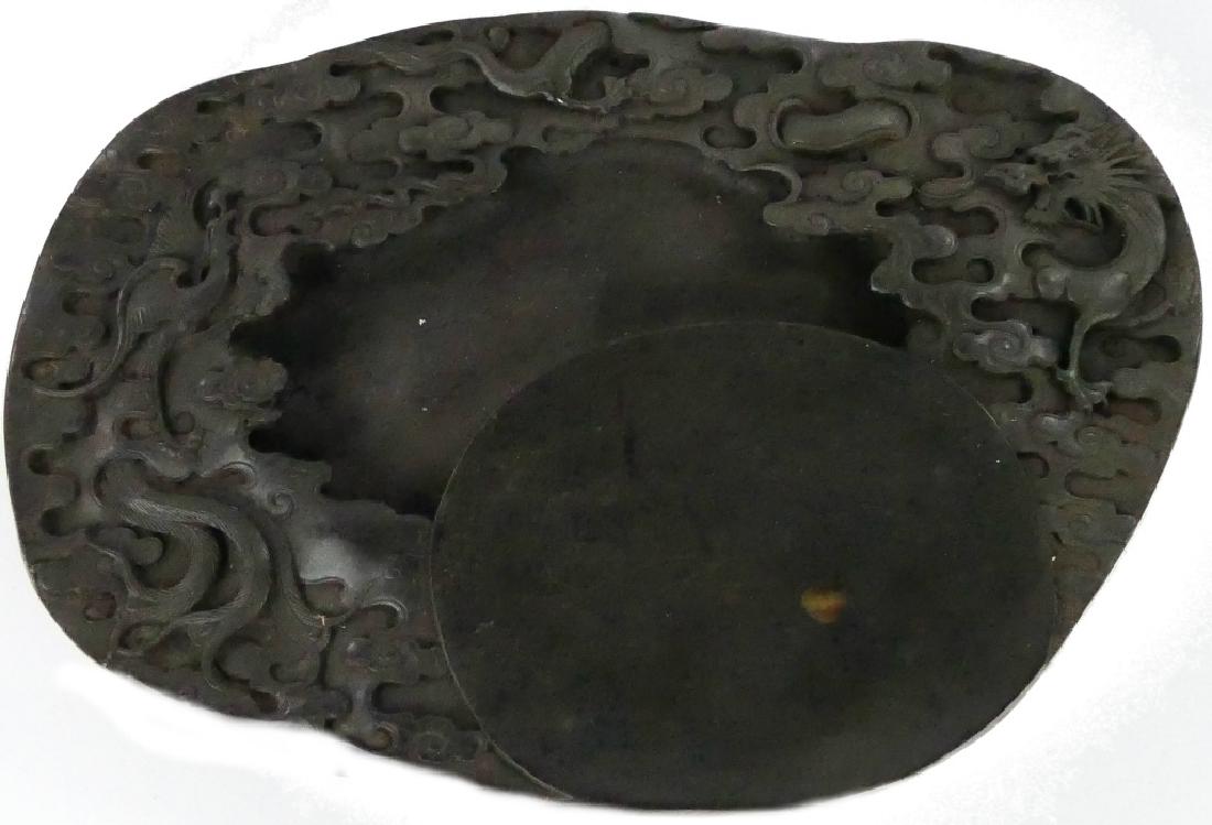 CHINESE CARVED DRAGON PHOENIX YANTAI DUAN INKSTONE (1 of 6)