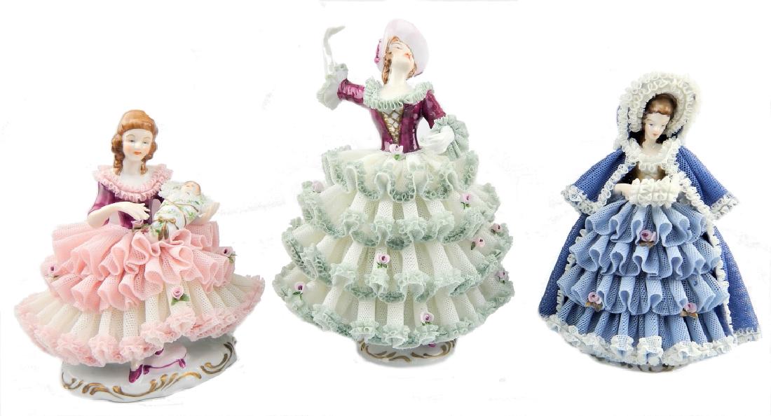 3 KARL KLETTE DRESDEN LACE DANCING LADIES FIGURES (1 of 7)