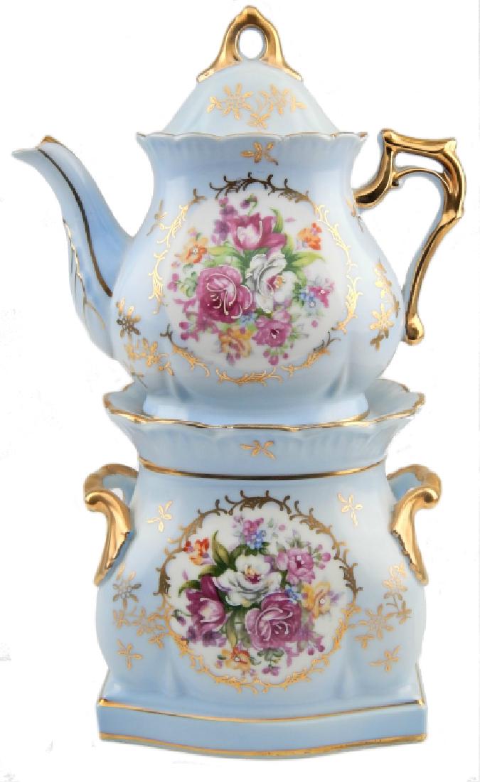 LIMOGES FRANCE PORCELAIN FLORAL VEILLEUSE TEAPOT (1 of 7)