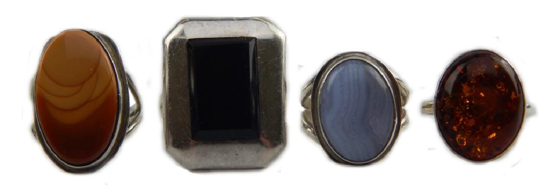 4 VINTAGE STERLING SILVER MULTI GEMSTONE RINGS (1 of 8)