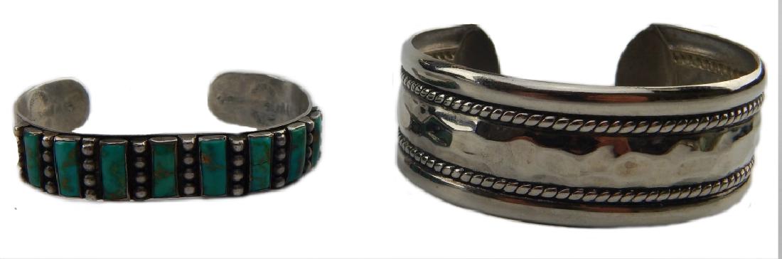 2 VINTAGE NATIVE AMERICAN STERLING CUFF BRACELETS (1 of 7)