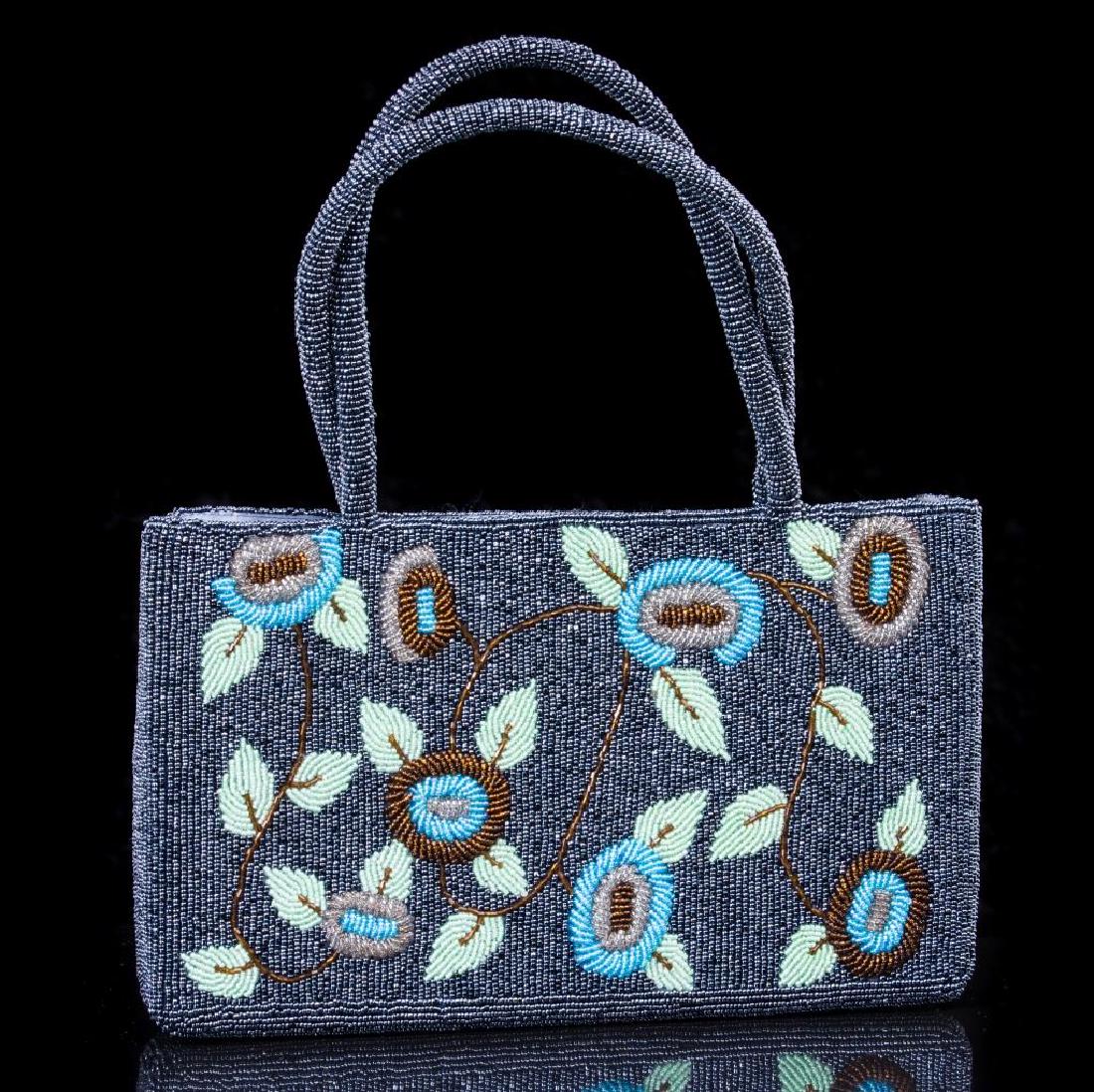 VINTAGE HEAVY FLORAL MICRO BEADED PURSE (1 of 3)