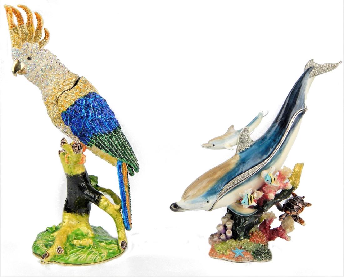 2 LARGE ENAMEL JEWELED FIGURAL ANIMAL TRINKET BOXE (1 of 7)
