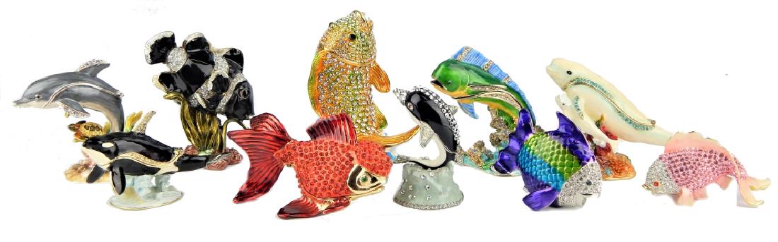 10 ENAMEL JEWELED AQUATIC ANIMAL TRINKET BOXES (1 of 7)