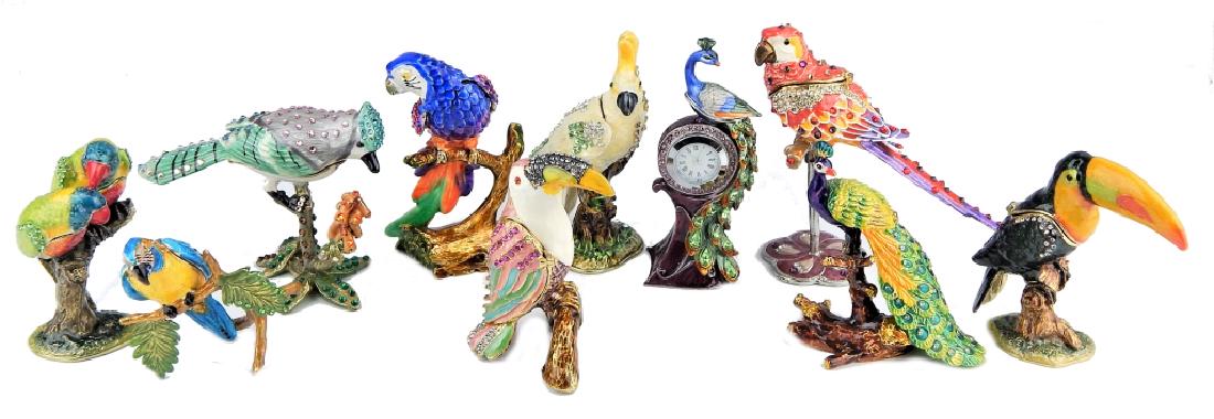 10 JEWELED ENAMELED METAL BIRDS TRINKET BOXES (1 of 8)