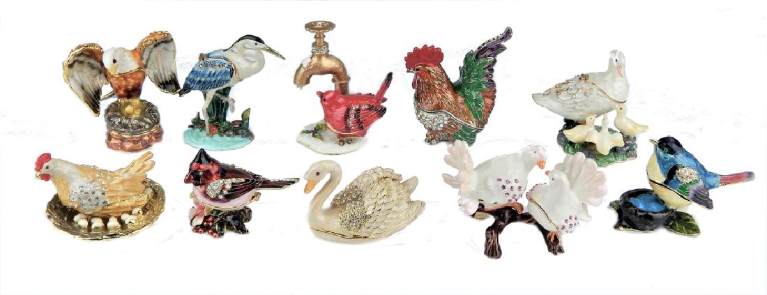 10 JEWELED ENAMELED METAL BIRDS TRINKET BOXES (1 of 4)