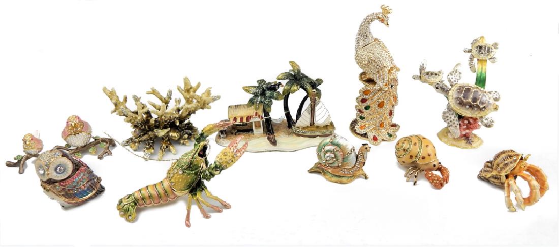 10 ENAMEL JEWELED METAL FIGURAL TRINKET BOXES (1 of 7)