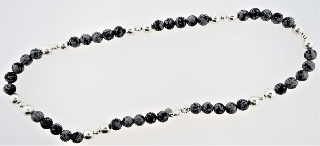 TIFFANY & CO STERLING SNOWFLAKE OBSIDIAN NECKLACE (1 of 3)