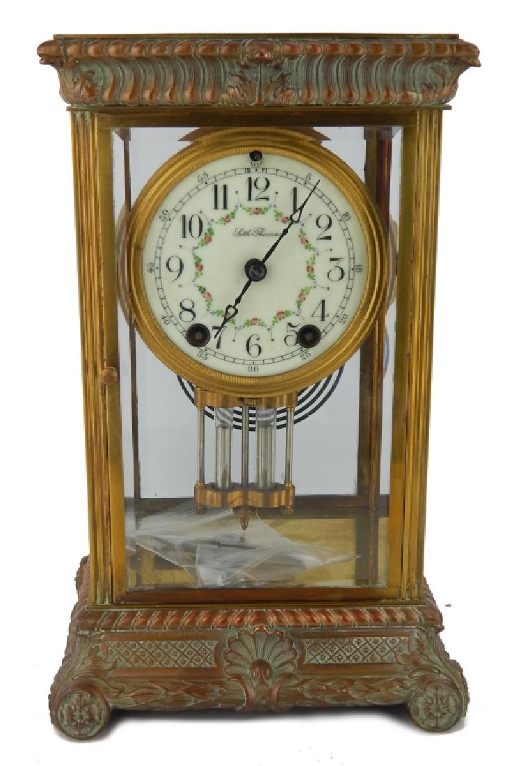 SETH THOMAS GILT BRONZE GLASS CASE MANTLE CLOCK (1 of 6)