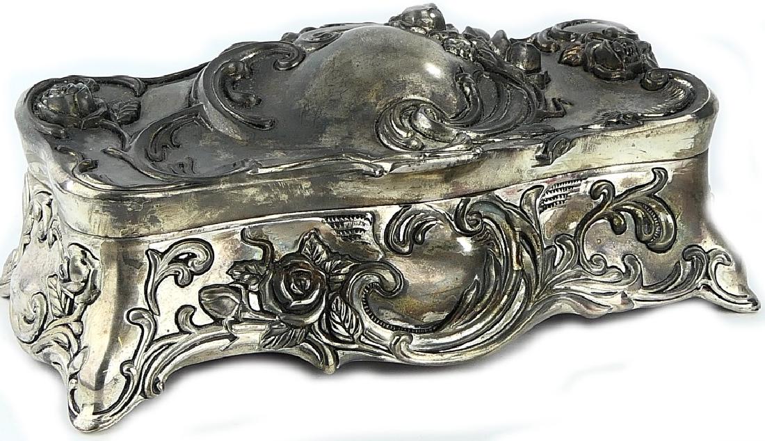 ART NOUVEAU SILVERPLATE HINGED VANITY TRINKET BOX (1 of 7)