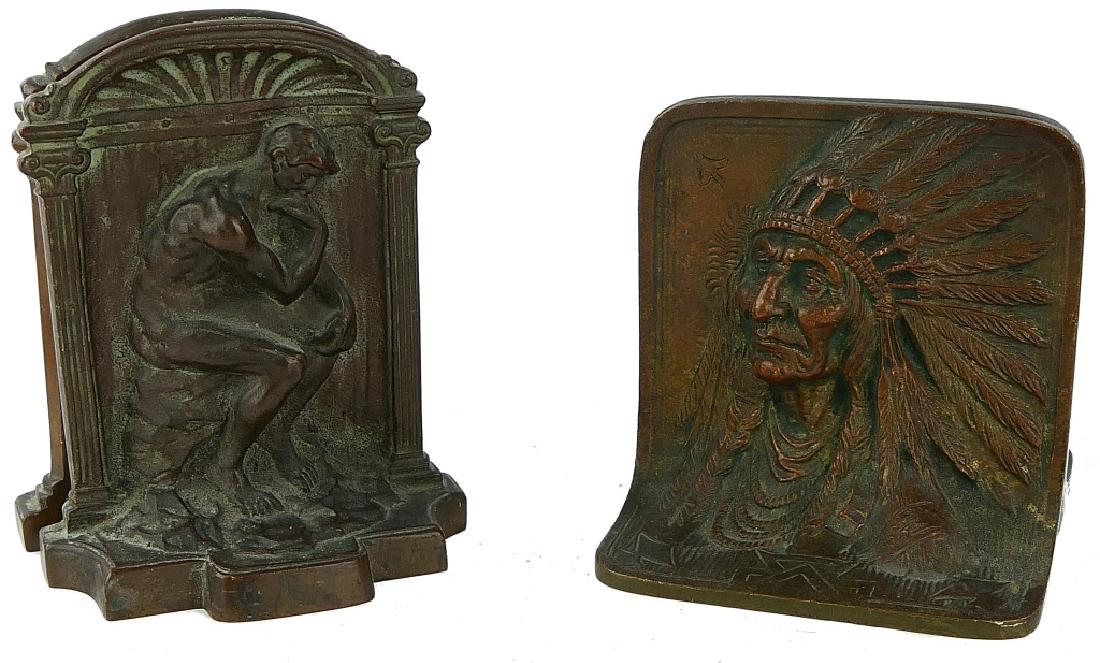 2 PAIRS OF VINTAGE SOLID CAST BRONZE BOOKENDS (1 of 7)