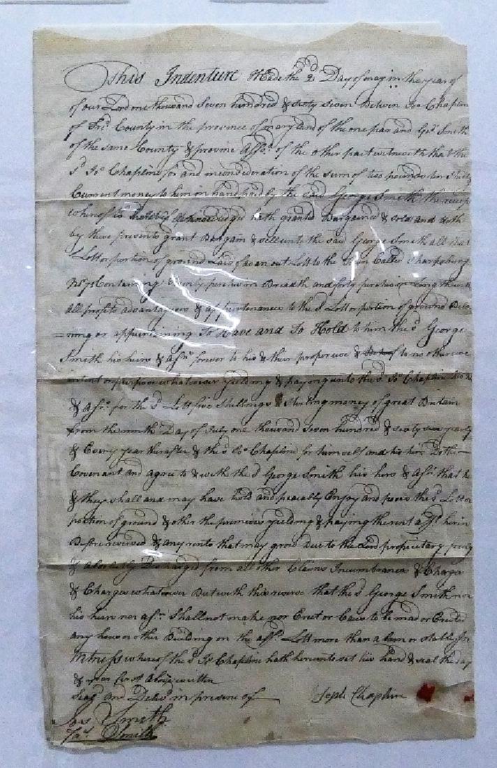 1764 MARYLAND COLONIAL INDENTURE DOCUMENT (1 of 8)