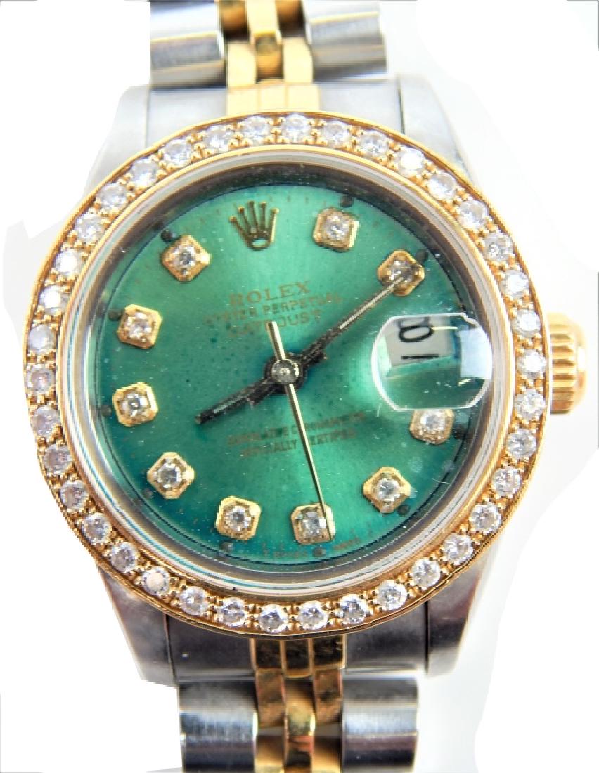 ROLEX LADY DATEJUST DIAMOND SS & 18K WATCH (1 of 6)