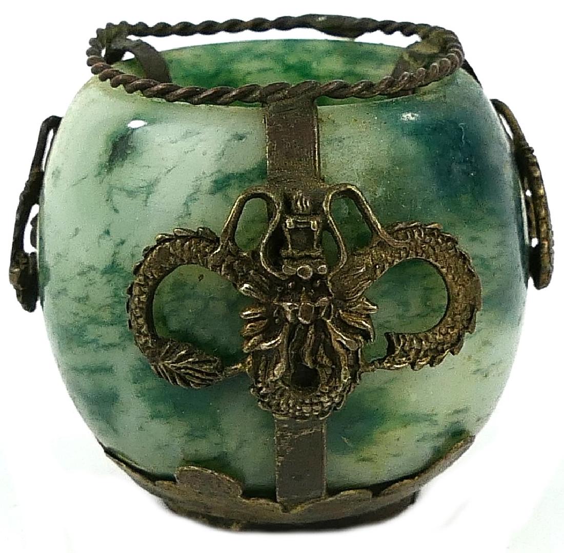 CHINESE SILVER MOUNTED JADEITE MINIATURE VASE (1 of 4)