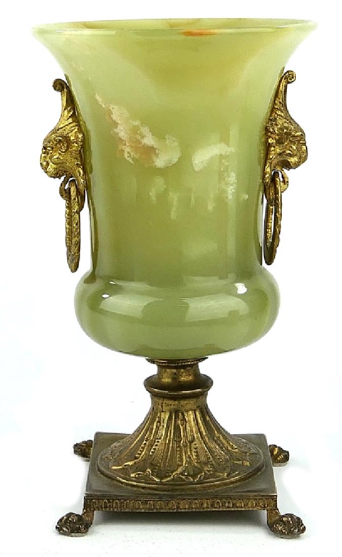 FRENCH ORMOLU BRONZE MOUNTED GREEN ONYX URN VASE (1 of 8)