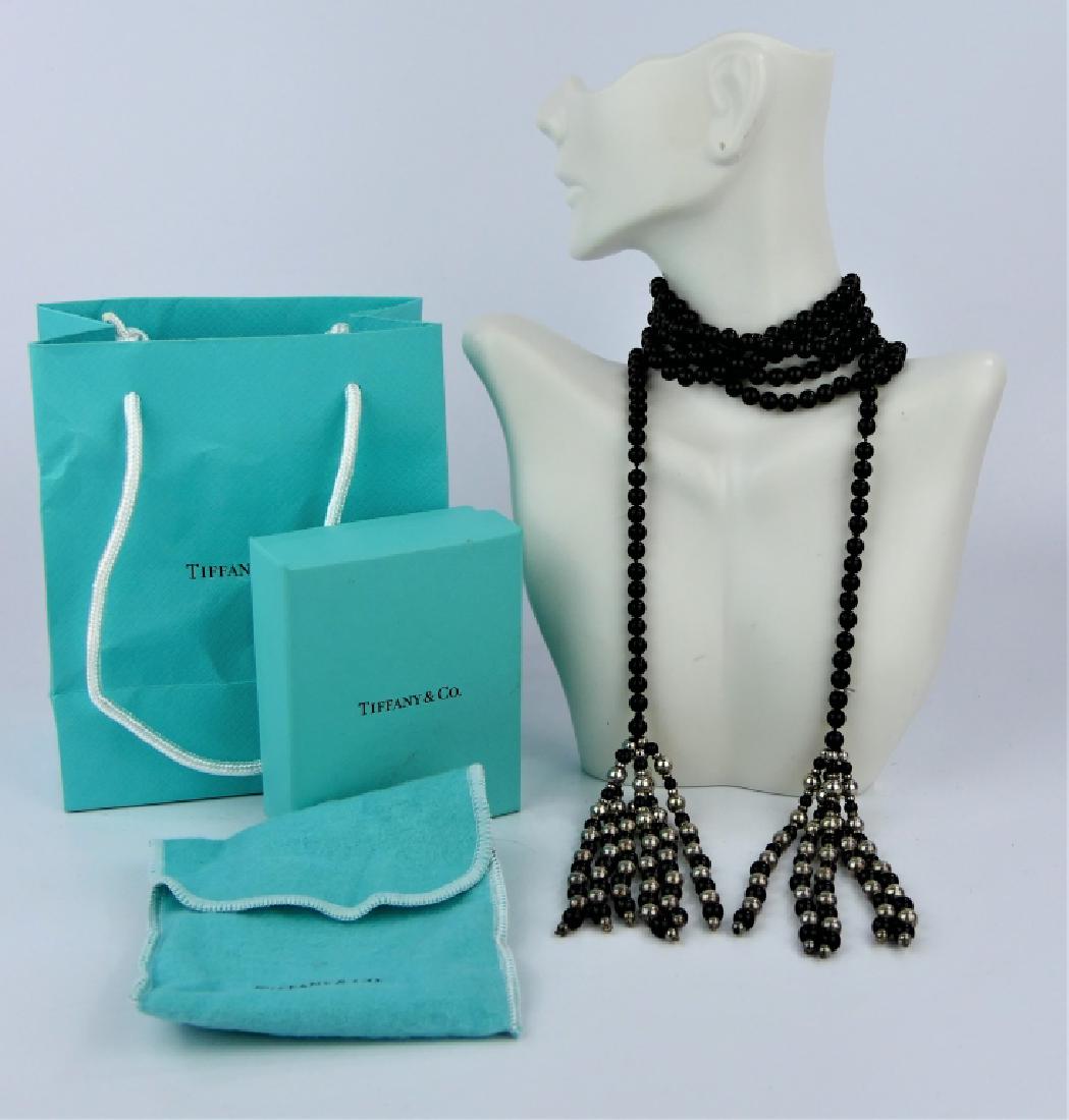 TIFFANY & CO ONYX STERLING RUNWAY LARIAT NECKLACE (1 of 4)