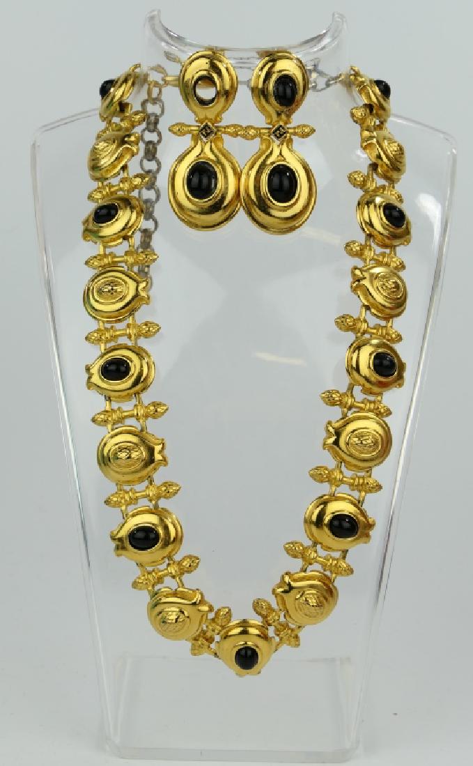 VINTAGE FENDI GOLD TONE EARRINGS & NECKLACE SET (1 of 8)