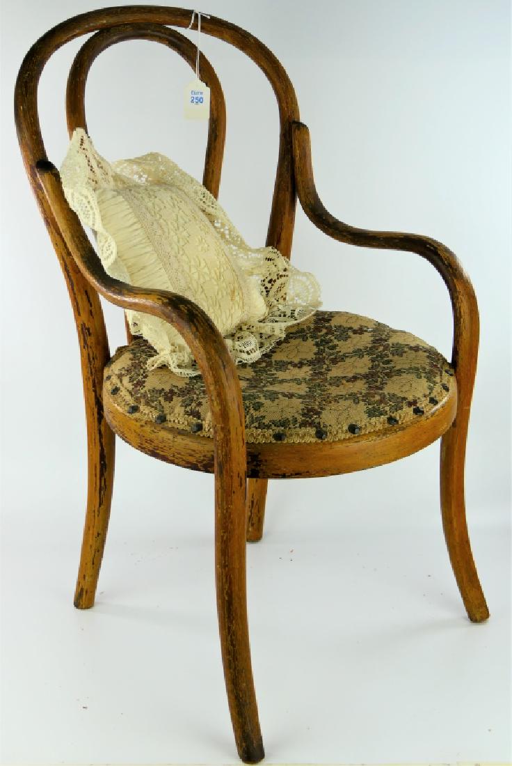 ANTIQUE WOODEN DOLL CHAIR WITH PILLOW CUSHION (1 of 5)