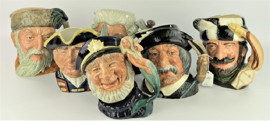 LOT OF 6 LARGE ROYAL DOULTON ENGLAND TOBY JUG MUGS (1 of 8)