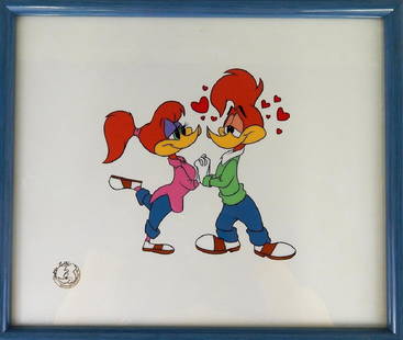 WALTER LANTZ WOODY WOODPECKER CELL: Walter Lantz cartoon cell. Measures 13 1/2" width by 11 1/2" height (including frame).