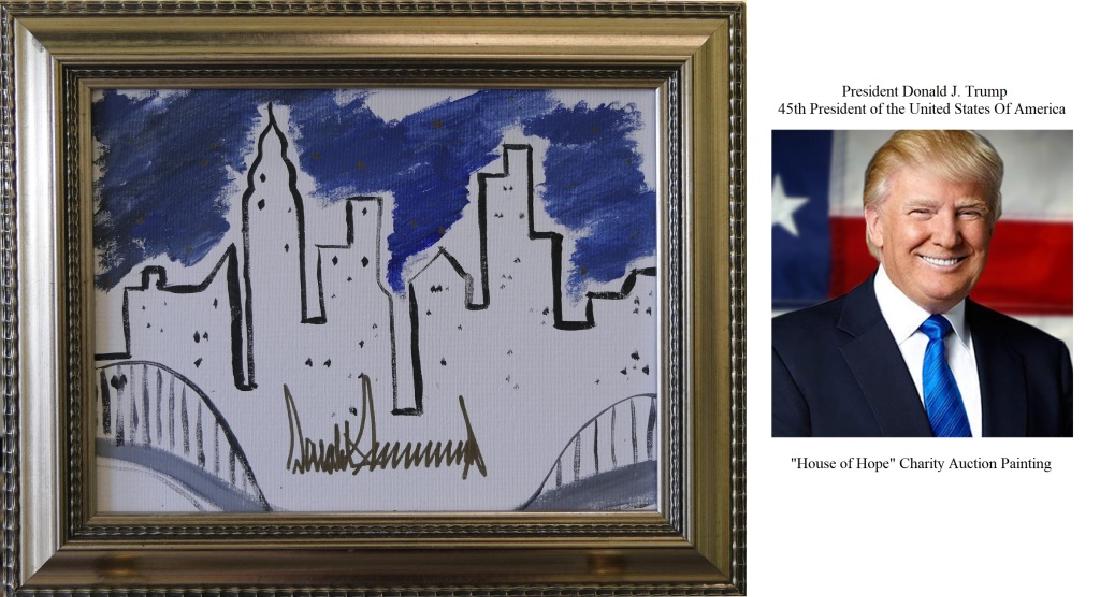 DONALD TRUMP(AMERICAN b1946) SKYLINE ACRYLIC (1 of 5)