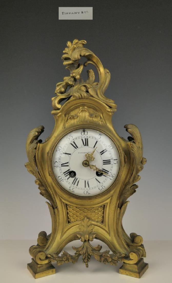 TIFFANY & CO JED FRANCE DORE BRONZE MANTEL CLOCK (1 of 10)