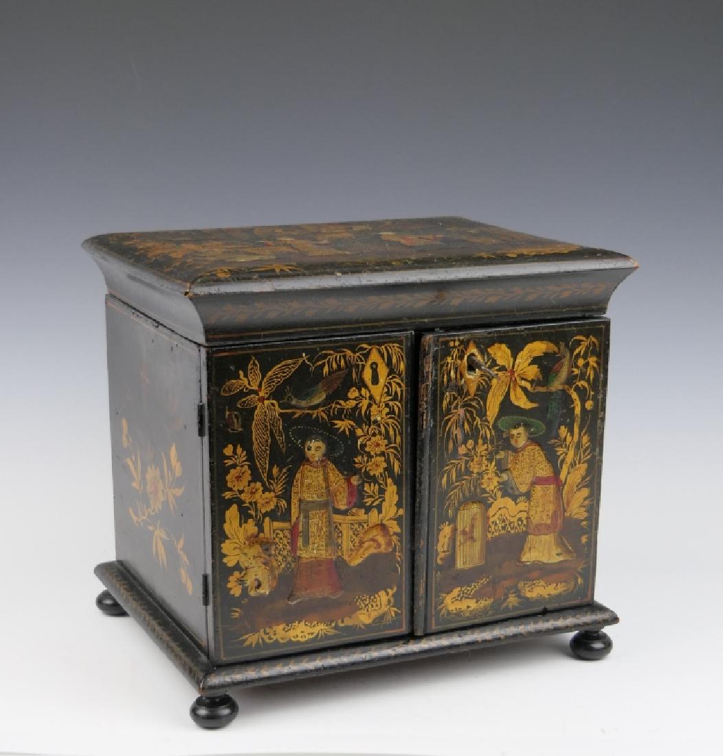 19th C FRENCH LACQUER CHINOISERIE JEWELRY BOX (1 of 9)