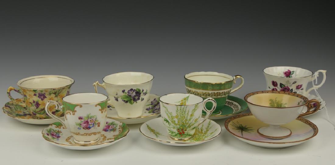 7 PAIRS TEACUP & SAUCER SETS ALBERT KENT AYNSLEY++ (1 of 10)