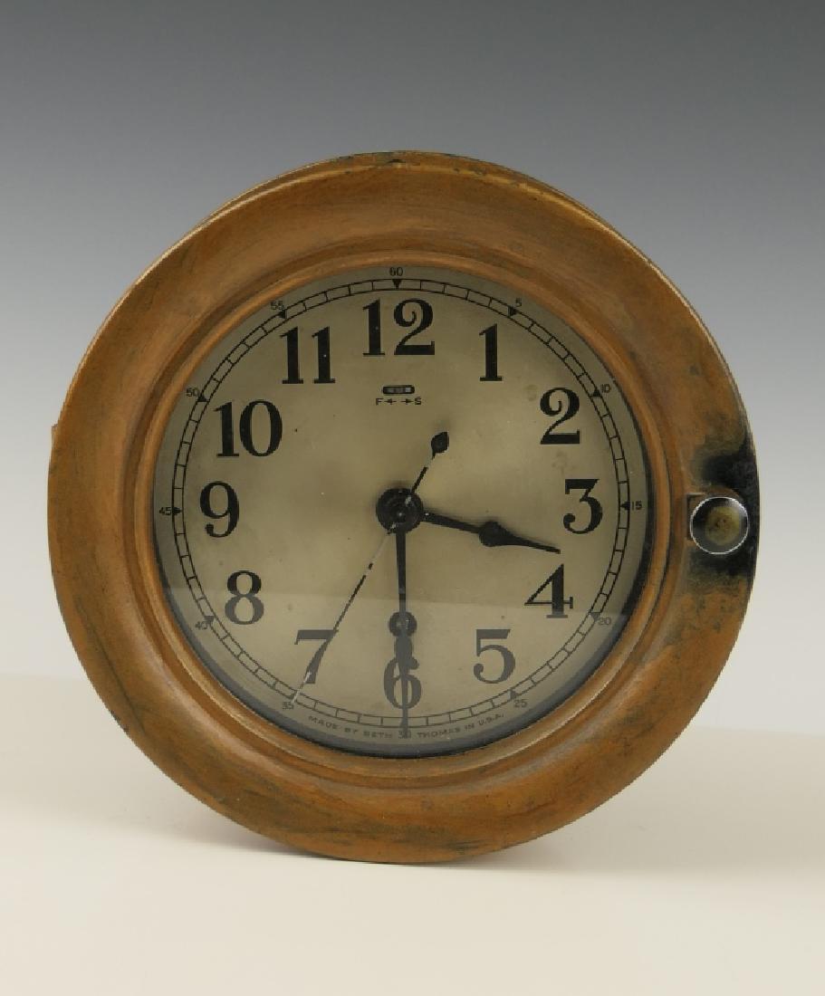 SETH THOMAS GE WOODEN CASE SHIP'S WALL CLOCK (1 of 7)