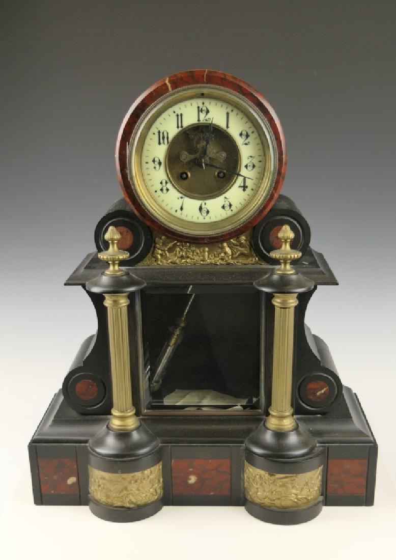 JAPY FRERES FRENCH BRONZE CLAD ONYX MANTEL CLOCK (1 of 9)
