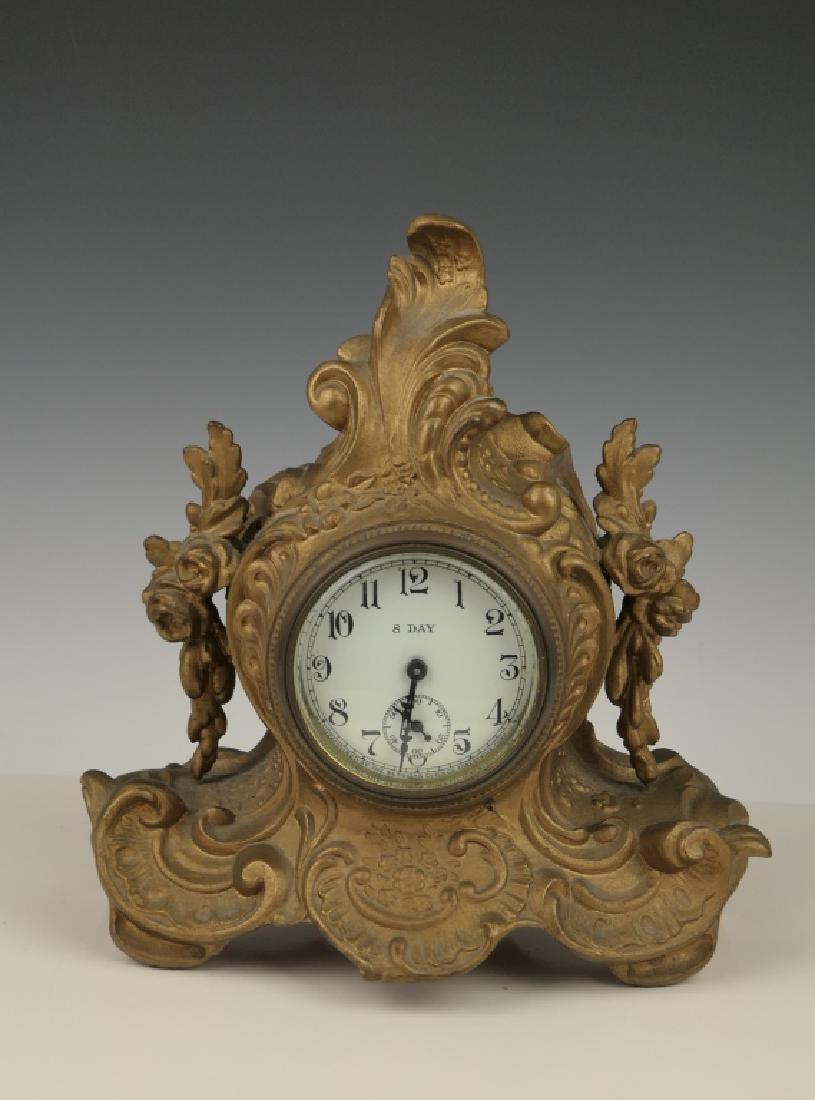 SESSIONS SCROLLED GILT METAL FAIRY SHELF CLOCK (1 of 8)