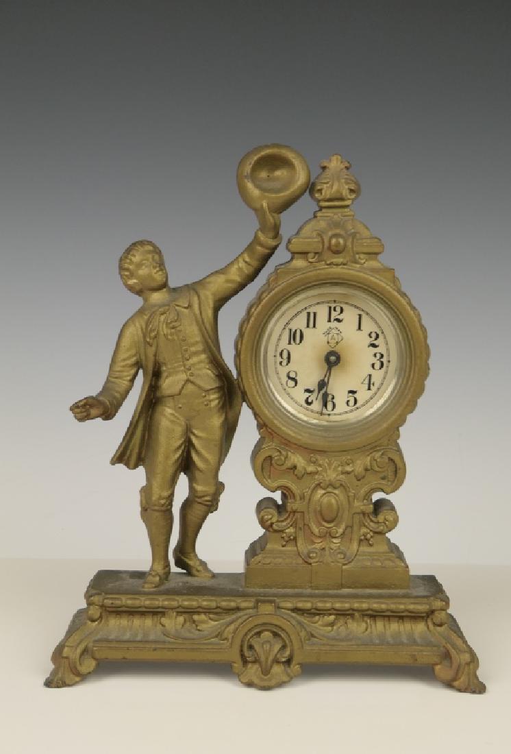 1878 ANSONIA GILT METAL CASE VANITY DESK CLOCK (1 of 7)