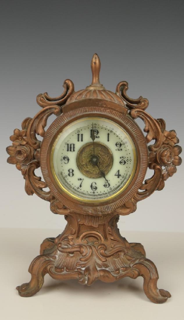 ANSONIA ART NOUVEAU COPPER FLORAL CASE DESK CLOCK (1 of 6)