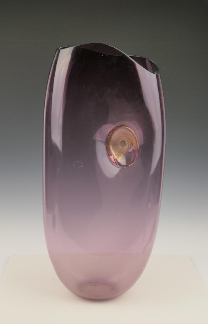 UNUSUAL LARGE STUDIO AMETHYST GLASS GOLD FLECK VAS (1 of 7)