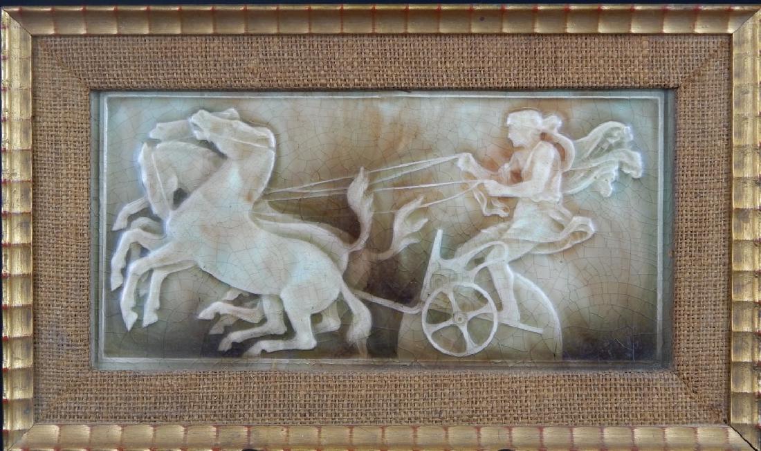 EARLY 20TH.C PAINTED PORCELAIN GLAZED  TILE (1 of 2)