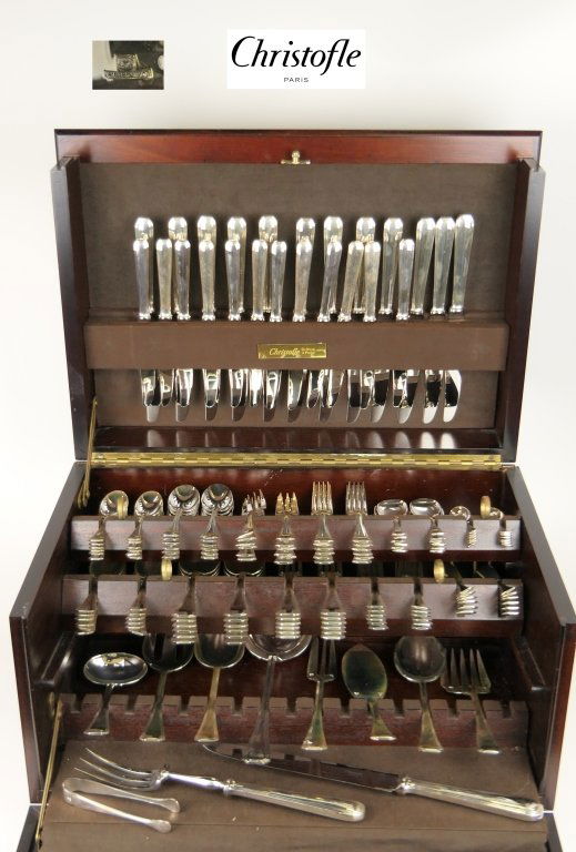 168pc CHRISTOFLE "AMERICA" SILVERPLATE FLATWARE (1 of 10)