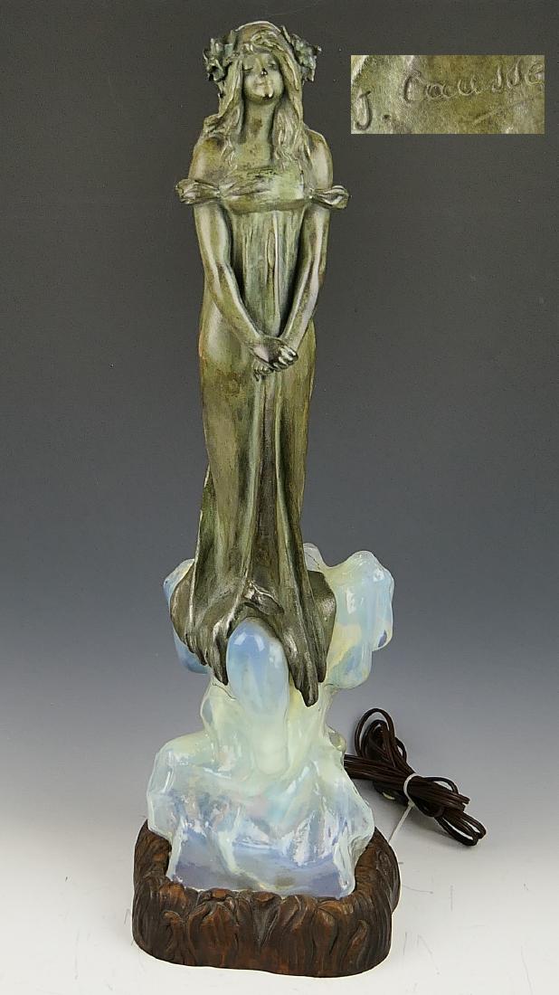 JULIEN CAUSSE & ERNEST LEVEILLE BRONZE GLASS LAMP (1 of 16)