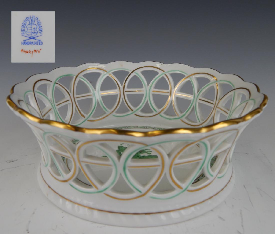 HEREND "CHINESE BOUQUET GREEN" OPENWORK 7" BOWL (1 of 5)