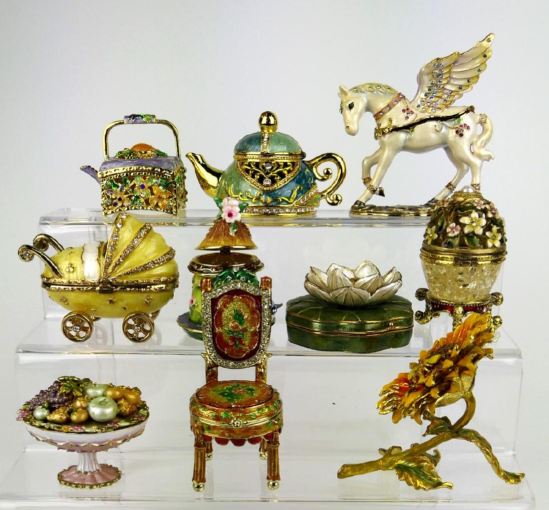 10 ENAMEL W/ RHINESTONE FIGURAL TRINKET BOXES (1 of 1)