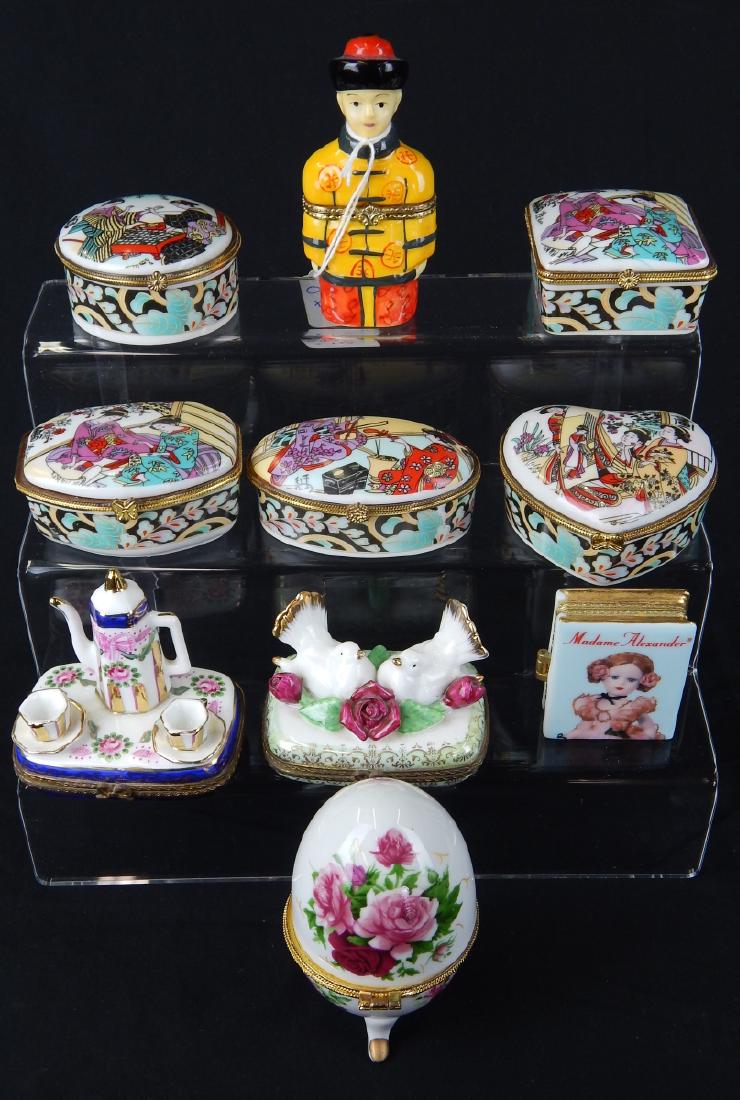 LOT OF 10 PORCELAIN DECORATIVE TRINKET BOXES (1 of 3)