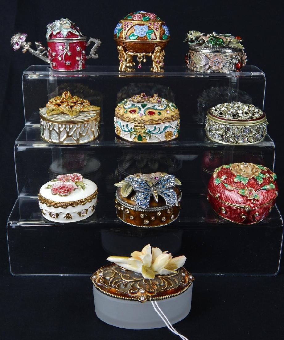 10 ENAMEL JEWELED FLOWER THEME TRINKET BOXES (1 of 4)