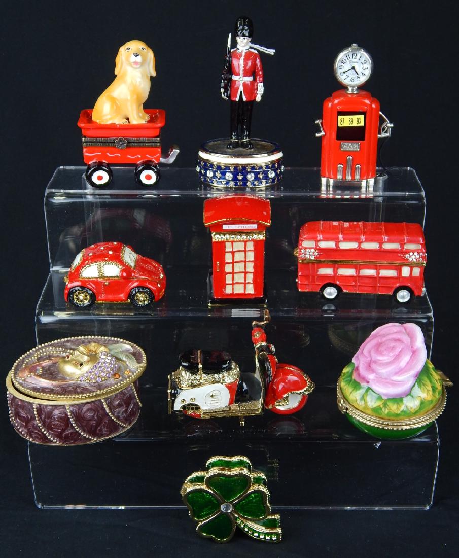 10 ENAMEL W/ RHINESTONE FIGURAL TRINKET BOXES (1 of 4)