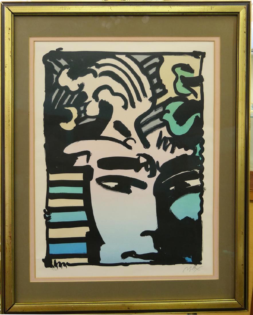 PETER MAX PENCIL SIGNED COLOR SERIGRAPH OF FACE (1 of 6)