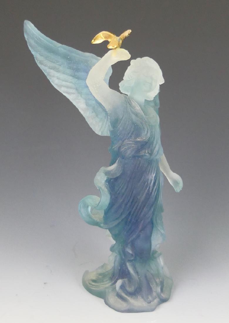 DAUM PATE DE VERRE  ART GLASS ANGEL WITH DOVE (1 of 10)