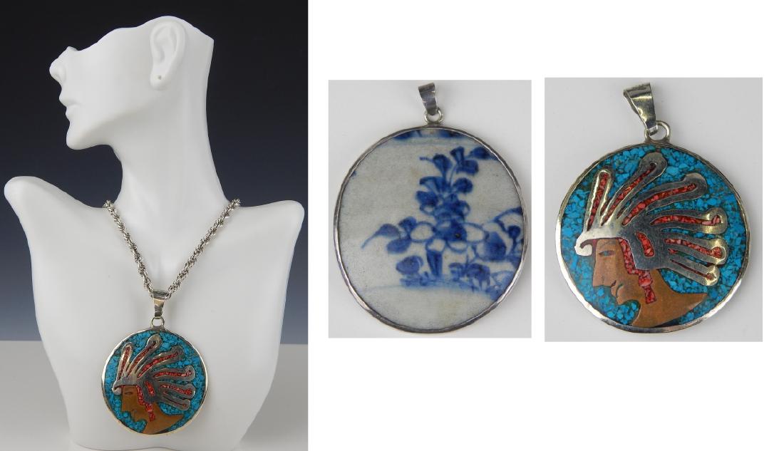 2 VINTAGE STERLING SILVER PENDANTS w ROPE CHAIN (1 of 6)