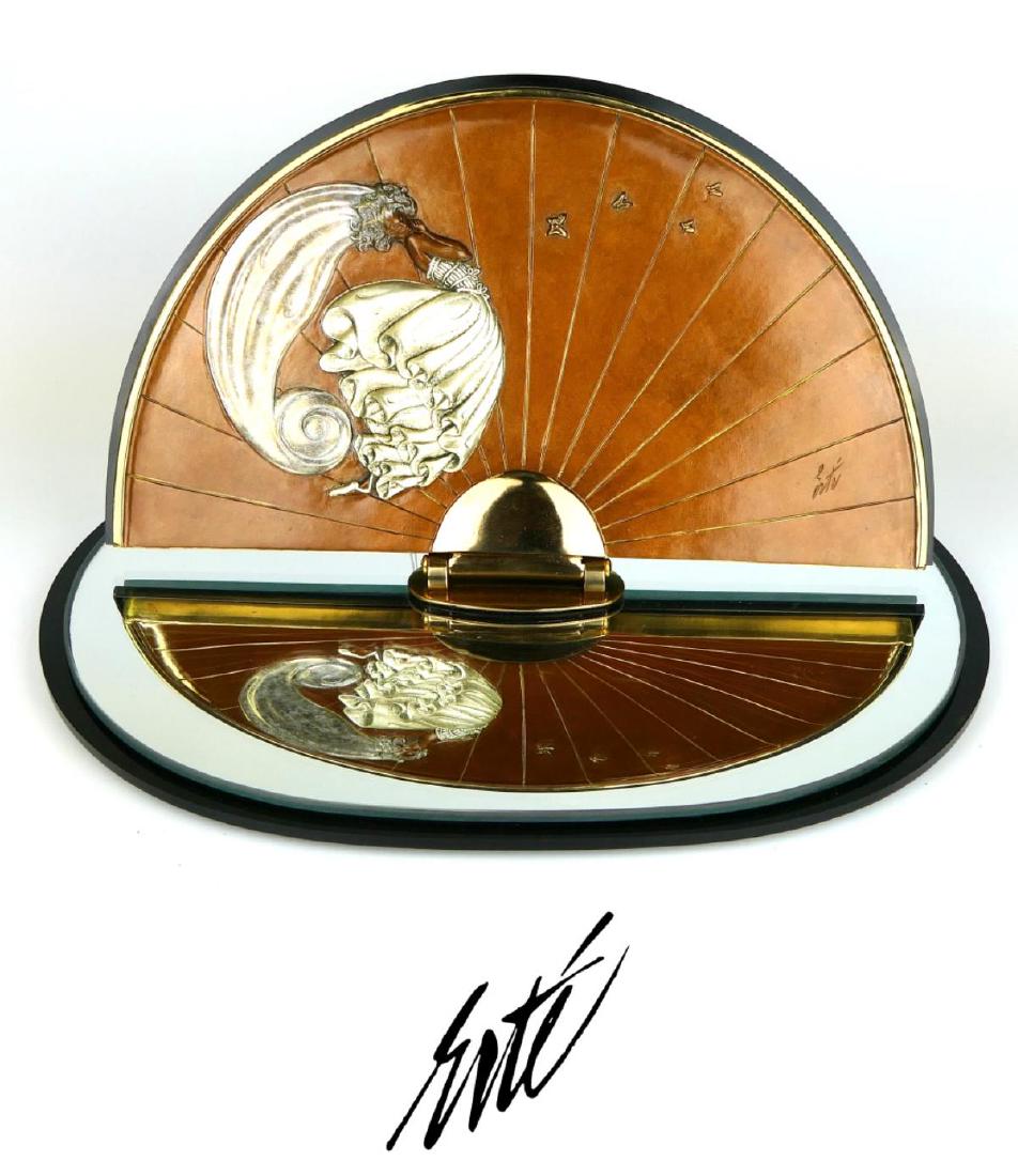 ROMAIN DE TIRTOFF (FRENCH 1892-1990) "PAPILLON": Romain De Tirtoff "Erte" (FRANCE / NEWY YORK / RUSSIAN FEDERATION, 1892 - 1990) "Papillon" bronze and glass boudoir vanity mirror with swivel design. Fully hallmarked to side; limited edition number 9