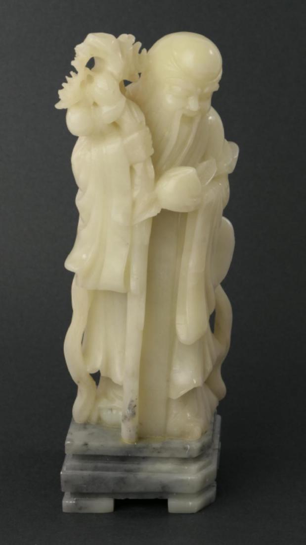 CHINESE WHITE SOAPSTONE CARVING OF SHOU XING (1 of 6)