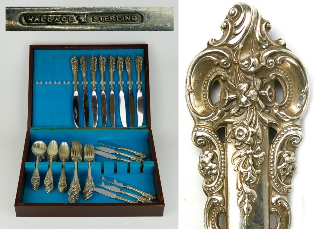 51pc WALLACE GRANDE BAROQUE STERLING FLATWARE SET (1 of 8)