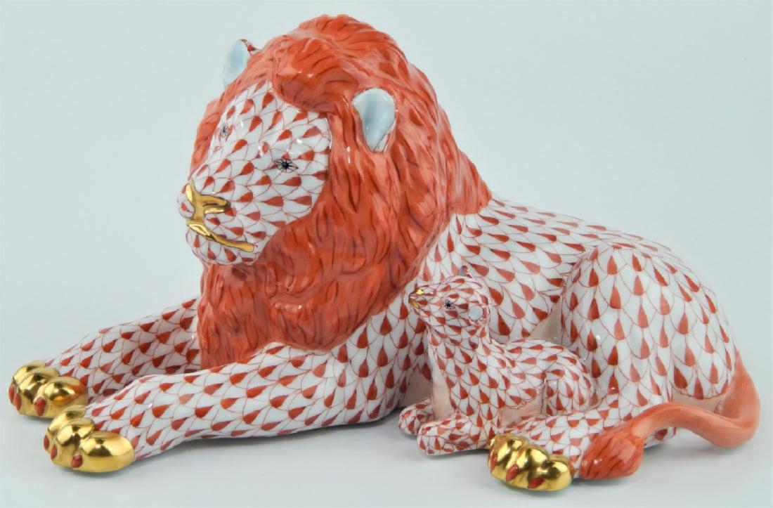 HEREND RUST FISHNET "LION WITH THE LAMB" FIGURE (1 of 6)